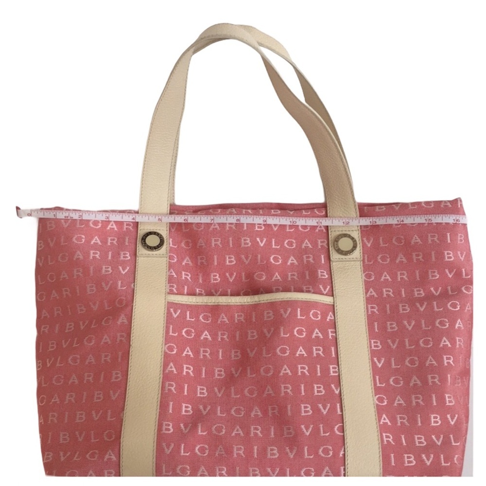 BVLGARI MAEREA Pink/Coral Leather Trim Satchel - Picture 5 of 15